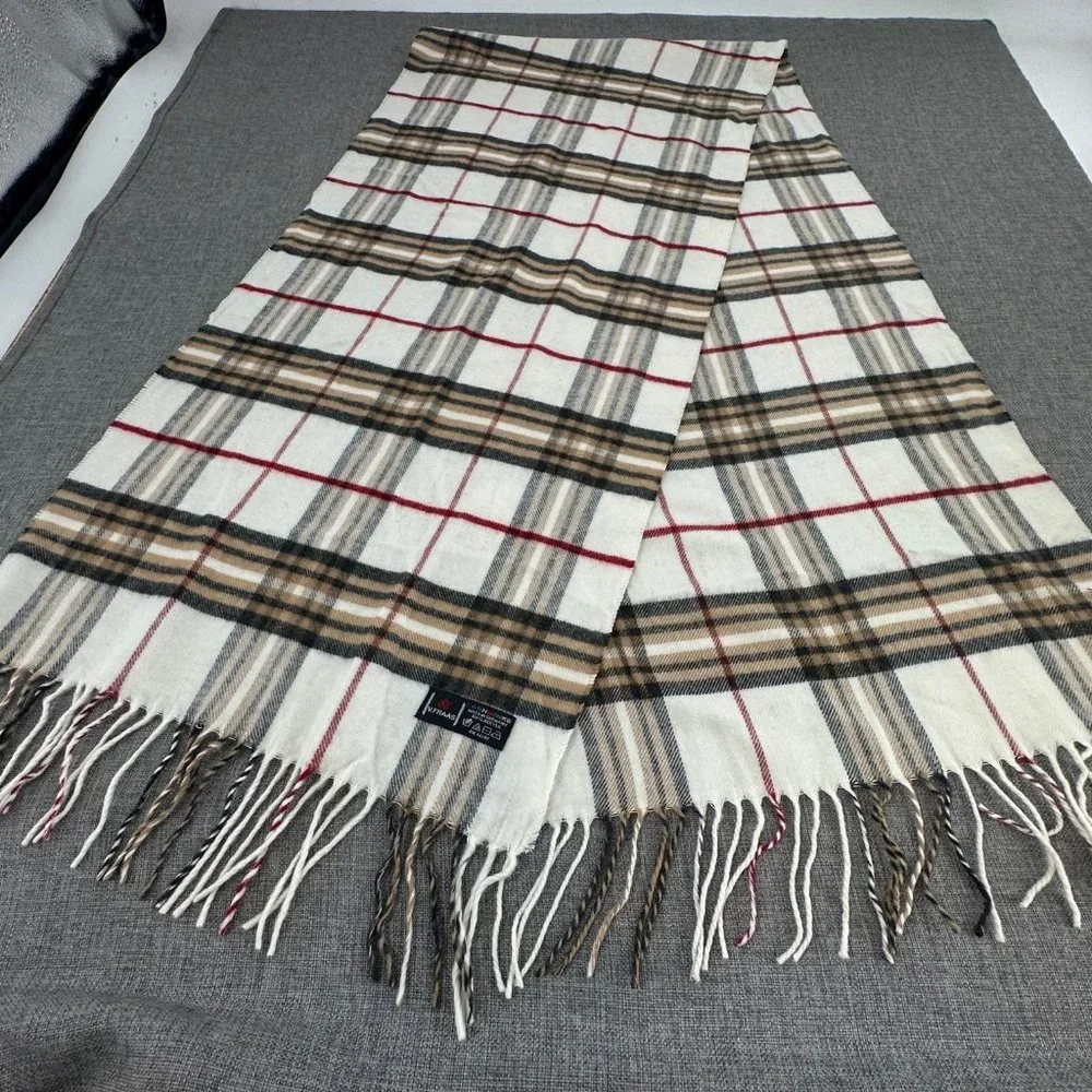 V.Fraas Cashmink Scarf 100% Acrylic Made in Germany Tan Black White‎ Red 15.25